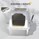 Lettiera Chiusa per Gatti a 2 Porte 60,4x40,4x41,8 cm Vaschetta in Acciaio Inox Bianco   