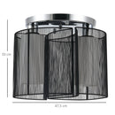 Lampada da Soffitto 2 Paralumi 80W E27 in Acciaio e Vetro Ø47,5x33 cm  Nero