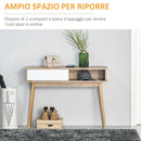 Consolle Ingresso 2 Scomparti 100x35x75 cm in MDF e Metallo Legno e Bianco