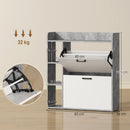 Scarpiera Slim Capacità 15 Scarpe 83x24x90,5 cm con 2 Cassetti Ribaltabili e 3 Vani Aperti Grigio      