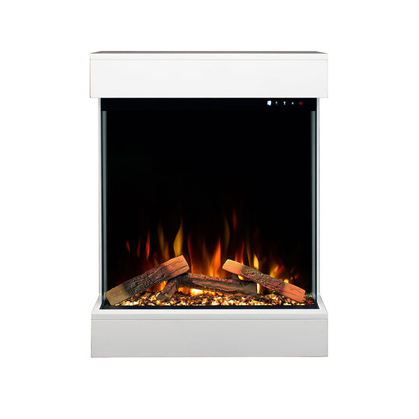 Caminetto Elettrico da Pavimento Autoportante Calliope Effetto Fuoco e Telecomando con Cornice in Legno MDF Bianco acquista