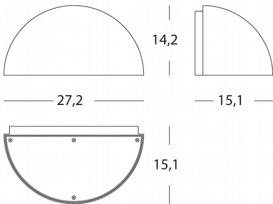 Lampada Quarto di Sfera Colore Grigio per Esterno Linea Umbe Sovil