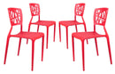 Set 4 Sedie da Giardino in Polipropilene Vandi Rosse