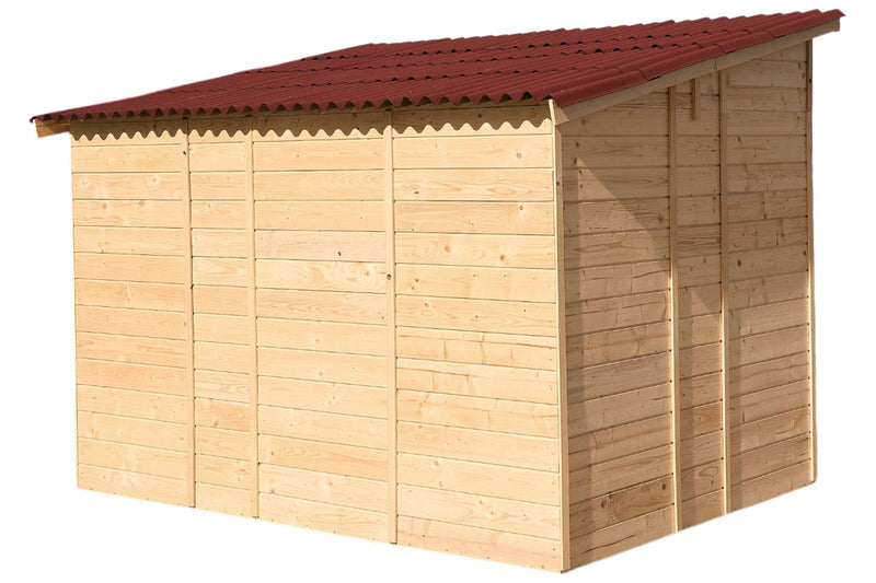 Casetta Box da Giardino 2,8x2 m Senza Pavimento in Legno Picea Massello 16mm Eden