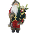 Statuina Babbo Natale Addobbo Statuetta 100 cm Vestiti Tessuto e Sacco Natalizio