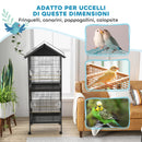 Voliera Gabbia per Uccelli 71,8x71,8x170,2 cm con Vassoi Estraibili in Plastica e Posatoi in Metallo Nero      