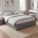 Struttura Letto Matrimoniale 165x193x30 cm a Doghe con 3 Cassetti in Legno Poliestere e Metallo Grigio      