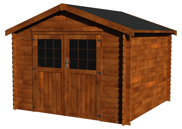 sconto Casetta Box da Giardino per Attrezzi 3,17x3,03m Senza Pavimento in Legno Abete 28mm Flora Traite