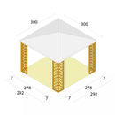 Gazebo da Giardino in Legno 3x3m con Copertura in PVC Taini Fox Pocket