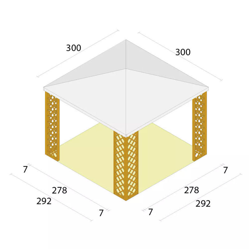 Gazebo da Giardino in Legno 3x3m con Copertura in PVC Taini Fox Pocket