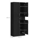 Credenza Cucina Alta 70,8x34x180 cm con 2 Armadietti Cassetto Centrale e 4 Ante Ripiani Regolabili in MDF Nero      