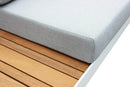 Set Salotto da Giardino Divano 2 Poltrone e Tavolino con Cuscini in Teak Bianco