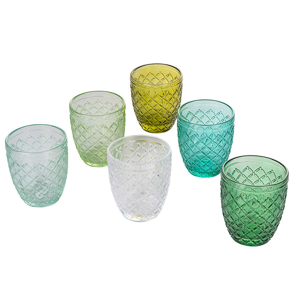 Set 6 Bicchieri Acqua Castle Greenery in Vetro VdE Tivoli 1996 Verde online