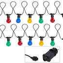 Set 10 Lampadine di Vetro a Catena 5m per Esterno Multicolor