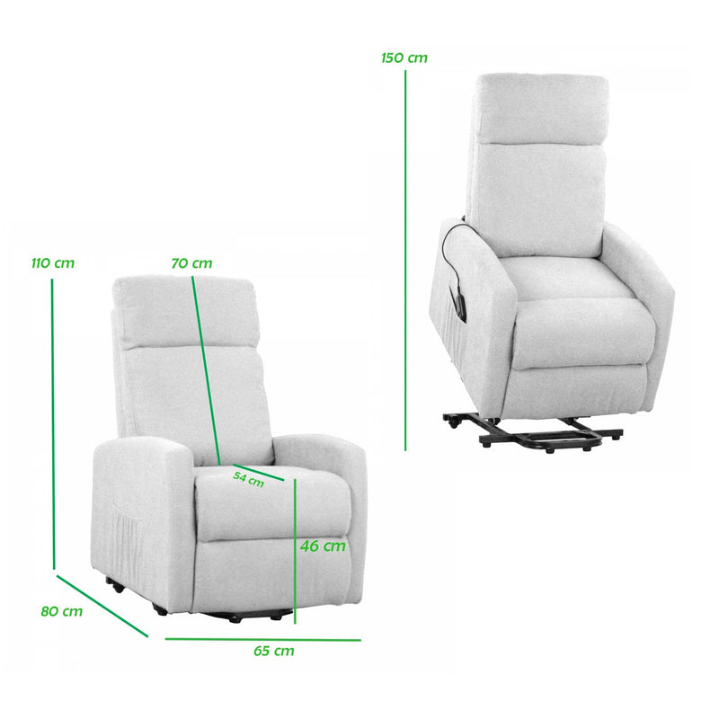 Poltrona Alzapersona Elettrica 1 Motore in Tessuto Grigia