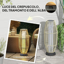 Lampada Solare da Terra da Giardino Ø26x72 cm con Illuminazione LED in PE Rattan e Acciaio Grigio  