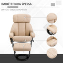 Poltrona Relax Reclinabile 76x80x102 cm Massaggiante con Pouf Poggiapiedi e Telecomando Struttura in Legno Crema      