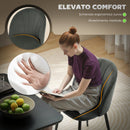 Set 2 Sedie da Pranzo 52x55x79 cm Imbottite con Schienale a Conchiglia in Velluto Grigio      