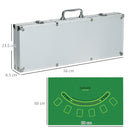 Set Poker per 9-10 Giocatori con 500 Fiches 2 Mazzi di Carte e 5 Dadi con Valigetta in Alluminio e Poliestere Argento