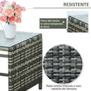 Set Salotto da Giardino Divano con Penisola e Tavolino in Rattan Grigio
