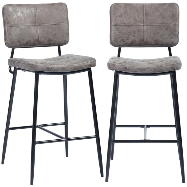 Set 2 Sgabelli da Cucina Bar Ristorante in Tessuto Grigio Struttura Metallo Nero online