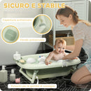 Vaschetta Bagnetto per Neonati Pieghevole 86x53x25,5 cm con Cuscino e Bacinella Lavabo Verde  
