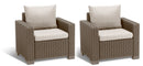 Set 2 Poltrone da Giardino 83x68x71,5 cm in Resina Keter California Cappuccino