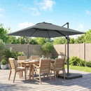 Ombrellone da Giardino a Manovella 240x240 cm con Base Riempibile e Girevole Telaio in Alluminio Grigio Scuro      