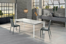 Tavolo Allungabile 140/220x90x75 cm in Metallo con Top Ceramica su Vetro Marmo Bianco