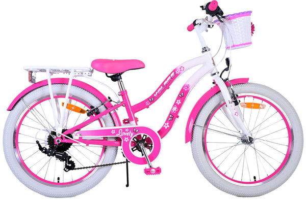 Bicicletta per Bambine 20" Freni Vbrake Cambio Shimano 7 Marce e Cavalletto con Cestino e Portapacchi Rosa online
