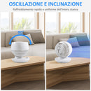 Ventilatore da Tavolo 3 Velocità 27x27x34 cm Oscillazione 70° e Inclinazione 90° Bianco