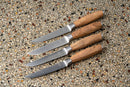Set 4 Coltelli da Bistecca Lama Liscia Manico in Legno di Olivo
