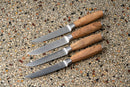 Set 4 Coltelli da Bistecca Lama Liscia Manico in Legno di Olivo
