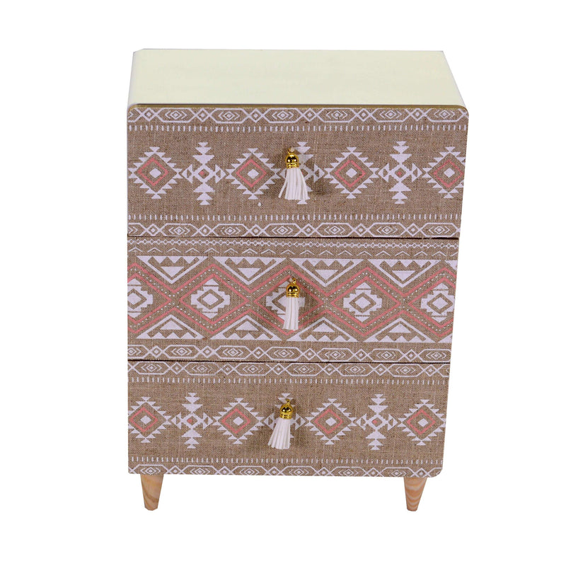 Portatutto in legno in tessuto morfeo 3 cassetti cm 24x13xh34