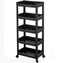 Carrello Salvaspazio Cucina Bagno Scaffale Portaoggetti Multiuso Nero 5 Ripiani