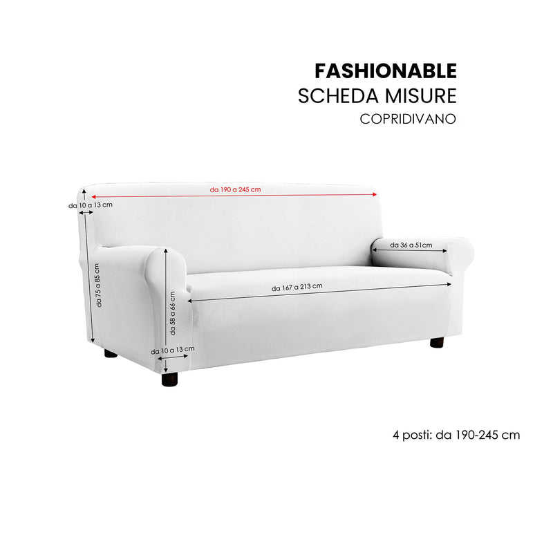 Copridivano Elasticizzato in Poliestere e Cotone Fashionable Panna