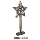 Stella in Legno antracite con sfere e 15 Led cm 28x7xh57,5