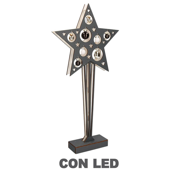 sconto Stella in Legno antracite con sfere e 15 Led cm 28x7xh57,5