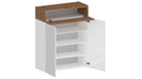 Scarpiera 2 Ante e 1 Ripiano a Ribalta 76x35x100 cm Savona 2A 1R Bianco Opaco/Rovere Wotan  