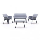 Set Salotto da Giardino Divano 2 Poltrone e Tavolino con Cuscini in Plastica Grigio