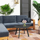 Tavolino da Giardino Rotondo in Stile Industriale Ø70x42 cm in Metallo Nero  