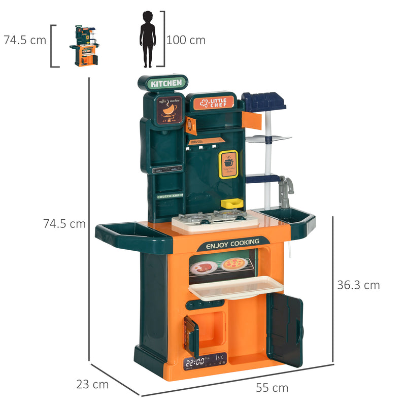 Cucina Giocattolo per Bambini 55x23x74,5 cm 77 Pezzi Verde e Arancione
