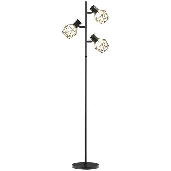 acquista Lampada da Terra 3 Luci Orientabili 40W 41x28x169 cm in Metallo Nero