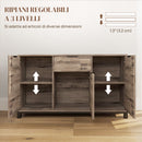 Credenza Buffet in stile Industriale 120x36.5x70 cm con Cassetto e 3 Armadietti in Legno Marrone    