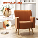 Poltrona Moderna da Camera 70x76x92 cm in Tessuto Effetto Velluto Marrone 