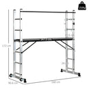 Trabattello Scala 3 in 1 ad Altezza Regolabile Max 150 Kg in Lega di Alluminio