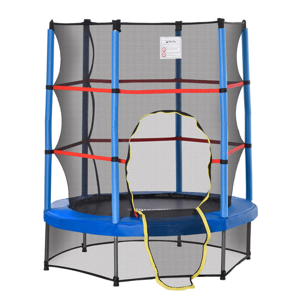 acquista Trampolino Tappeto Elastico per Bambini da 3 Anni con Rete di Protezione e Corde Bungee  Ø140x160 cm  Blu