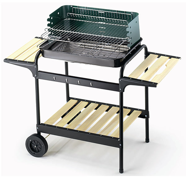 Barbecue a Carbone Griglia 58x38 cm Ompagrill 70501 Ripiani in Legno e Struttura in Acciaio Verniciato Nero online