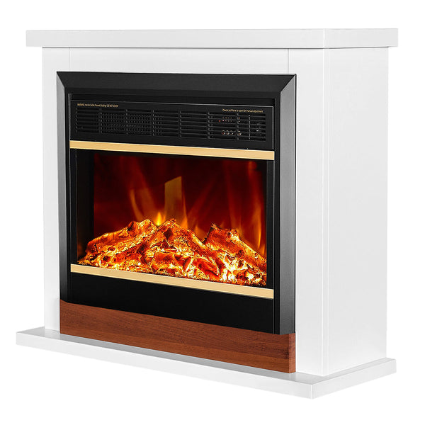 Camino Elettrico da Pavimento 70x80x30 cm Effetto Fiamma 1500W Sting & Mars Bianco/noce sconto