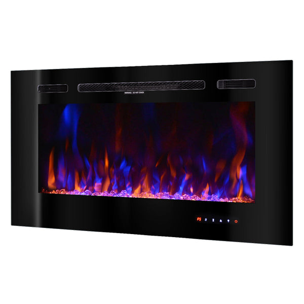 acquista Camino Elettrico da Incasso 54,4x101,6x14 cm Effetto Fiamma 1500W Beverly Nero